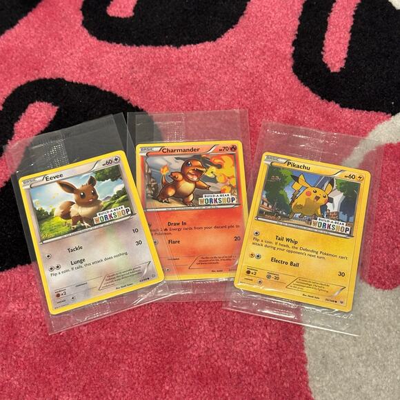 Pokemon Pikachu, Charmander & Eevee – Build-A-Bear Promo – Sealed - Picture 1 of 3